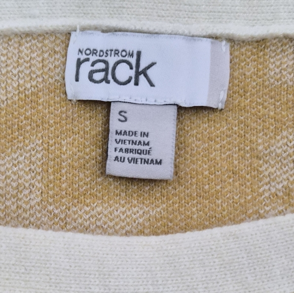 Nordstrom Rack Yellow Houndstooth Crewneck Sweater Small - Picture 4 of 6